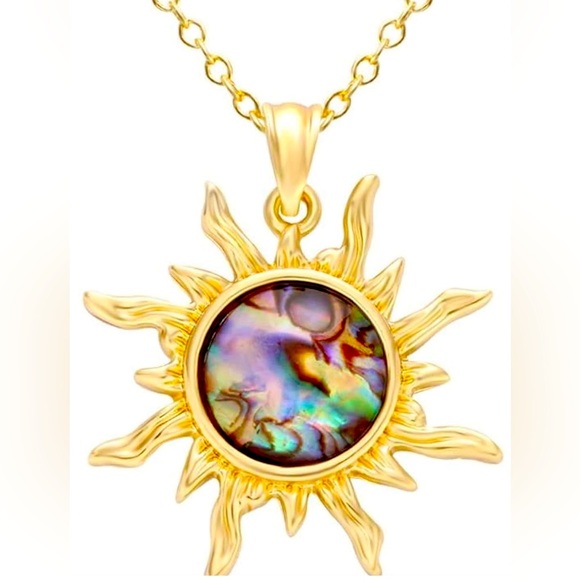 Gold Sun Pendant Necklace with Iridescent Center - Picture 1 of 3